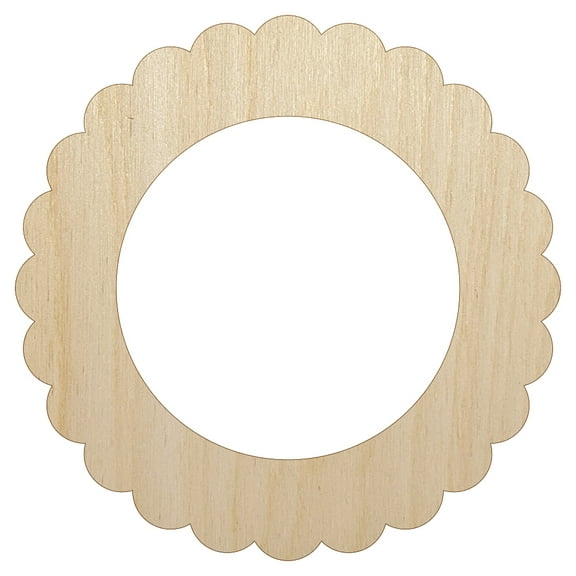 Scallop Round Frame Wood Shape Unfinished Piece Cutout Craft DIY Projects - 6.25 Inch Size - 1/8 Inch Thick