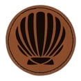 thumbnail image 1 of Scallop Seashell Beach Shell Ocean 2.5" Faux Leather Round Engraved Iron-On Patch - Brown, 1 of 6
