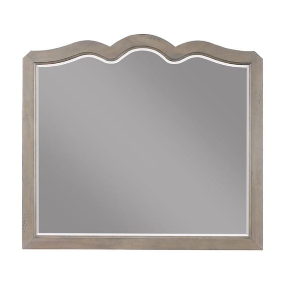 Scallop Shaped Mirror, No Assembly Required, White Poplar Finish