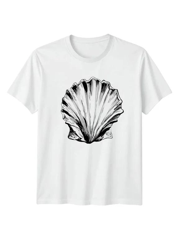 Scallop Shell Art Coastal Design T-shirt