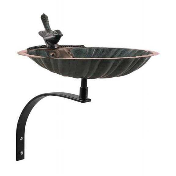 Scallop Shell Birdbath with Wall Mount Bracket