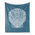 thumbnail image 1 of Scallop Soft Flannel Fleece Blanket, Zentangle Lace Look Flourishing Shell Graphic with Ornament Details Print, Cozy Plush for Indoor and Outdoor Use, 70" x 90", Slate Blue and White, by Ambesonne, 1 of 5