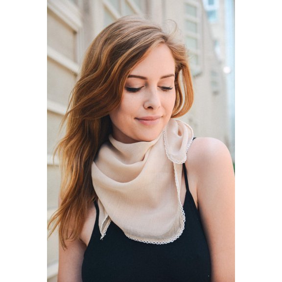 Scallop Stitch Trim Bandana Scarf