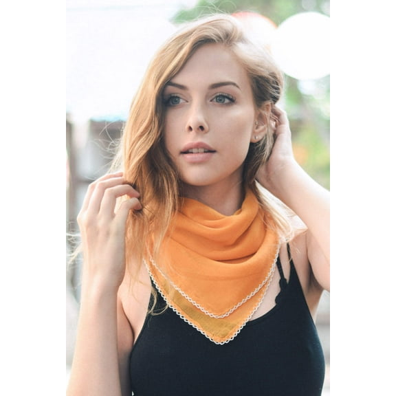 Scallop Stitch Trim Bandana Scarf
