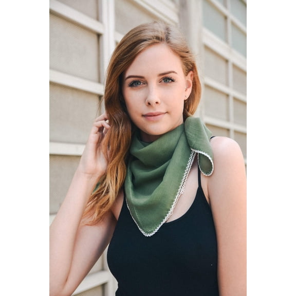 Scallop Stitch Trim Bandana Scarf