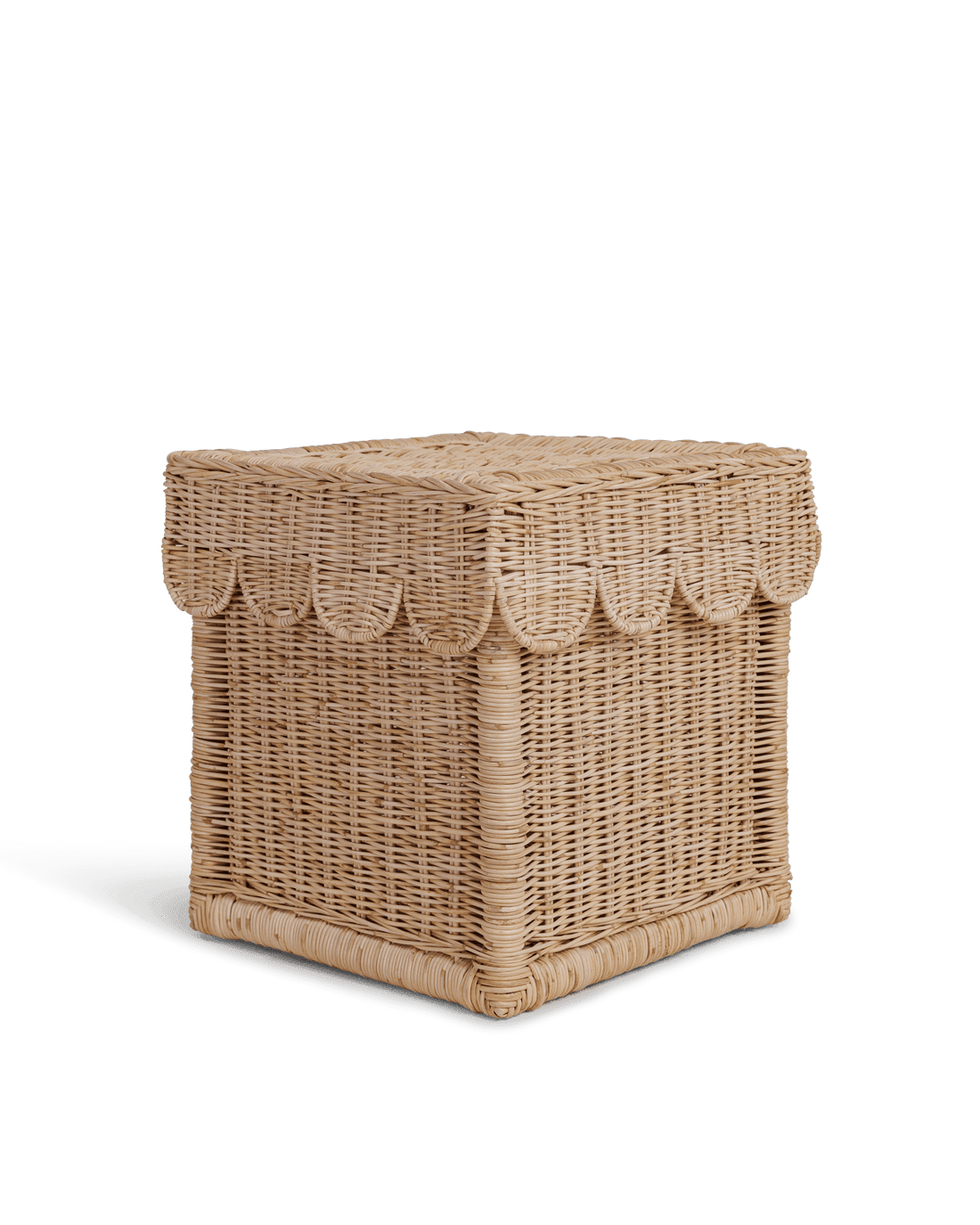 Scallop Storage Rattan Bin with Lid Handwoven Wicker Basket Natural Decorative Organizer Indoor
