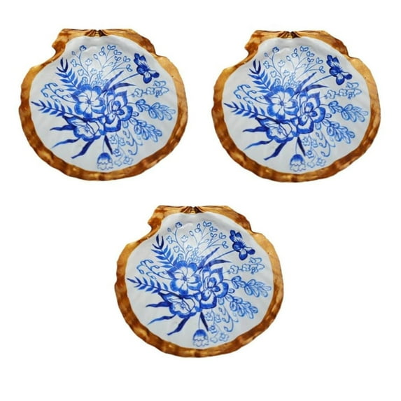 Scallop Trinket Dish Blue Floral Chinoiserie Decor for Jewelry Holder and Beach House Decor Millenial Gift Idea Coastal Home Decor Ceramic Jewelry Dish