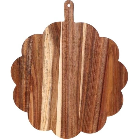 Scalloped Acacia Wood Boards Wooden Cutting Board for Bread Meat Cutting Boards Fruit Cheese Serving Butcher Block Supplies 11.81 x 11.81 x 0.63 Inches$$Home Decor, Kitchen, & Other