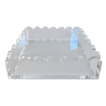 Scalloped Acrylic Tray, Acrylic Scalloped Tray with Magnetic Mat, Acrylic Picture Frame Decorative Tray, Tray for Coffee Table, Clear Acrylic Tray, Clear Decorative Tray Organizing(1pc)