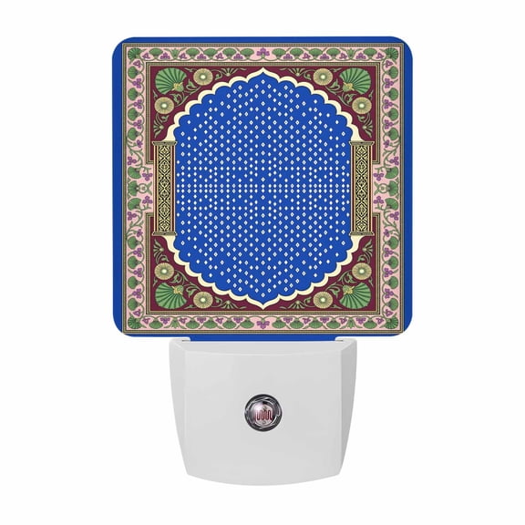 Scalloped Arch Night Lights, Ornate Royal Blue Emerald Green Frame Smart Auto Dusk to Dawn Sensor Nightlights Plug-in Nightlight for Bedroom Bathroom Living Room Kitchen Hallway