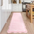 thumbnail image 1 of Scalloped Area Rug 2x6 Washable Entryway Runner Rugs for Hallway, Solid Color Floor Carpet for Bedroom, Non Slip Low Pile Mat with Rubber Back, Soft Nursery Rug, 1 of 8