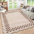 thumbnail image 1 of Scalloped Area Rugs For Living Room Bedroom Machine Washable&Non Slip Vintage Rug Area Rug Modern Border Throw Floor Carpet For Home Office Decorate, 1 of 8