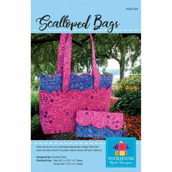 Scalloped Bags Pattern ~ Tote and Clutch ~ Poorhouse Quilt Designs ~ PQD-224