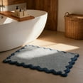thumbnail image 1 of Scalloped Bathroom Rugs Non Slip Washable, Quick Dry Absorbent Soft Plush Microfiber Bath Mat, Bath Rug for Bathroom Floor Carpet for Sink Bedroom, 20"x32", 1 of 2