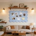 thumbnail image 1 of Scalloped Border Fabric Bulletin Board, Rectangular Note Board Peel and Stick No Nails, Photo Display for Bedroom Office Kitchen Wall Decor 24x16 in Blue, 1 of 6