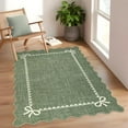 thumbnail image 1 of Scalloped Bow Rug for Living Room, Solid Green Rug for Dorm, Washable Rugs 4x6 Soft Low Pile Non Slip Scalloped Rugs for Nursery College Bedroom Decor Kids Room Playroom, 1 of 8