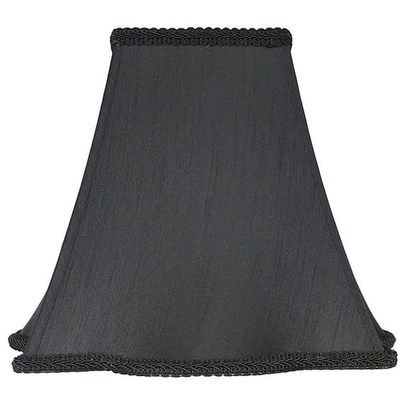 Scalloped Box Lamp Shade, 4" Top, 10" Bottom, 8" Slant Black