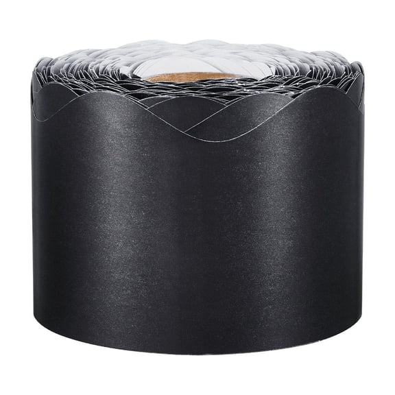 Scalloped Bulletin Board Border Trim,65.6 Ft Black Wavy Edge Paper for Classroom Decor,School Lockers&Display Boards