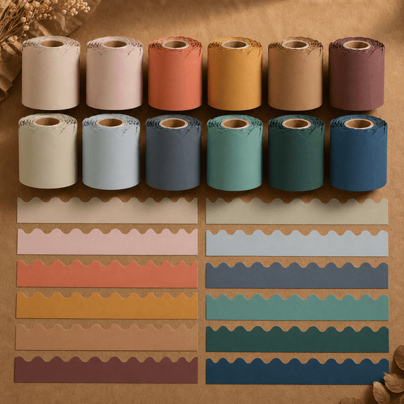 Scalloped Bulletin Board Borders Boho Colors Classroom Trim Decorations