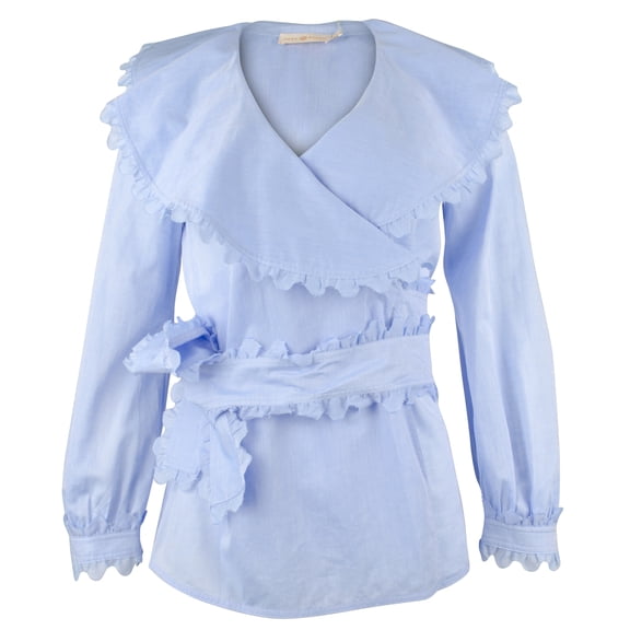 Scalloped Cotton Wrap Shirt-WPM-10