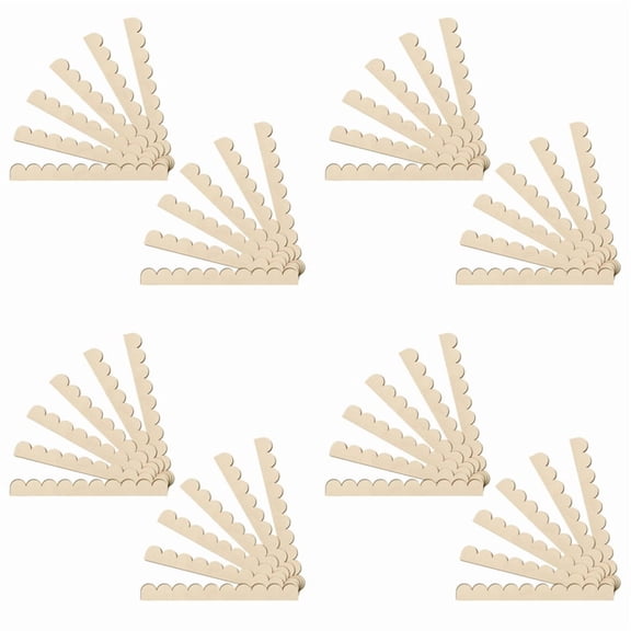 Scalloped Decorative Wood Trim Unfinished Scalloped Edge Wooden Molding Cute DIY Moulding Trims for Cabinet Window 48pcs