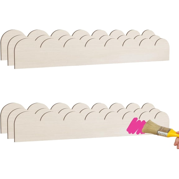 Scalloped Decorative Wood Trim Unfinished Scalloped Wood Molding DIY Wooden Moulding Trim for Home Wall Window Cabinet Shelf Door Frames Decoration (15.75in x 2.36in, 6 Pack)