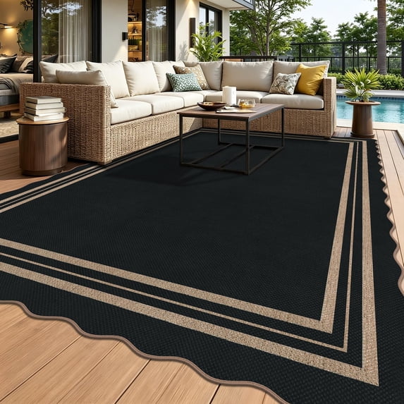 Living Area Rugs Scalloped Easy Jute Outdoor 8x10 Area Rug Washable Patio Farmhouse ...