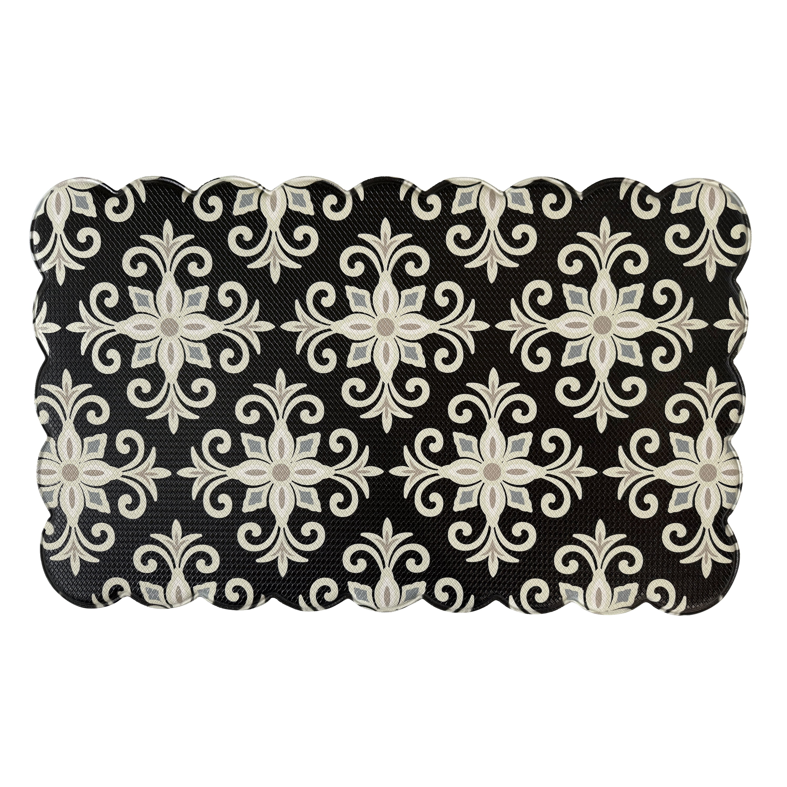 Scalloped Edge Anti-Fatigue Mat 18x30 - Payton -Black/Tan