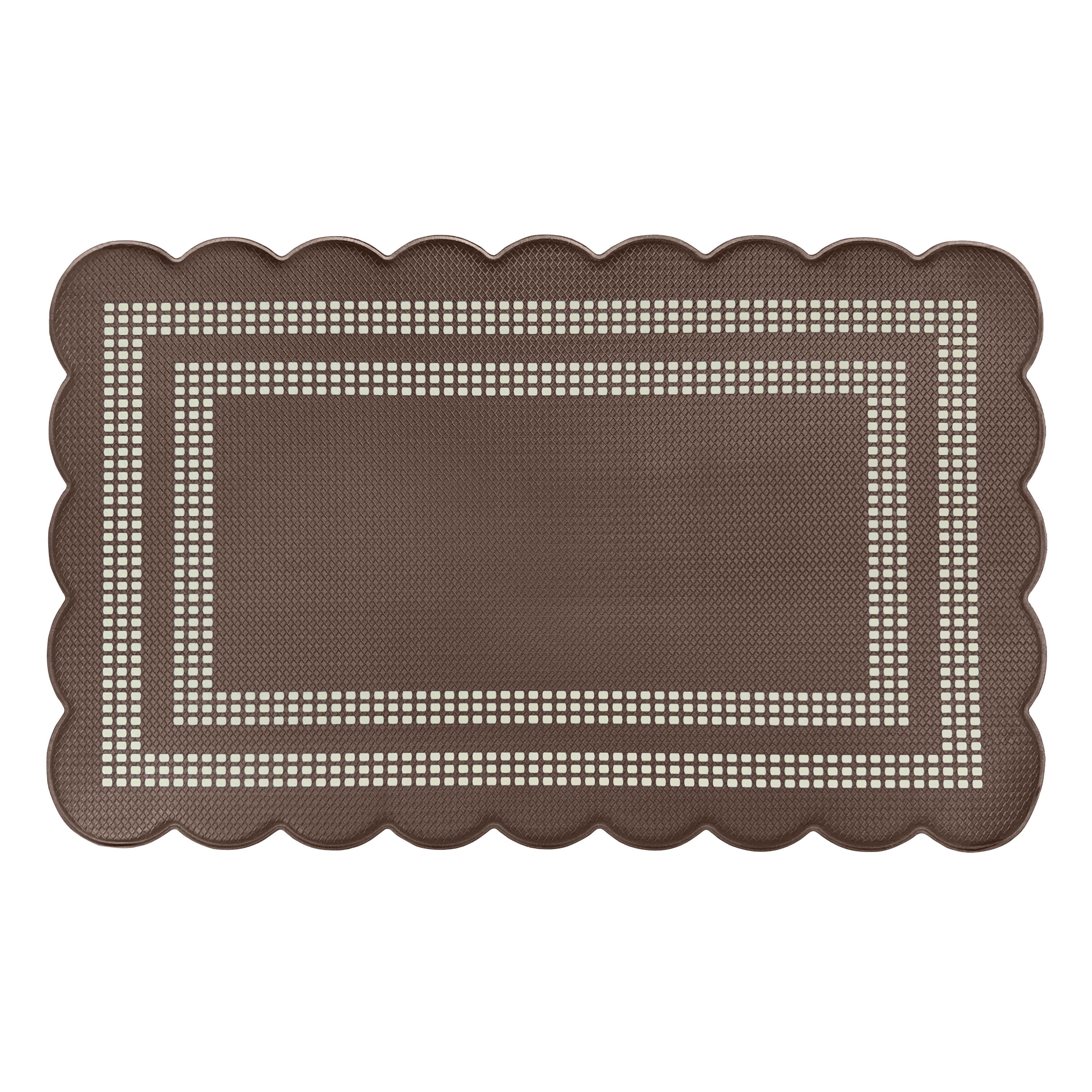 Scalloped Edge Anti-Fatigue Mat 18x30 - Remi - Brown/Ivory