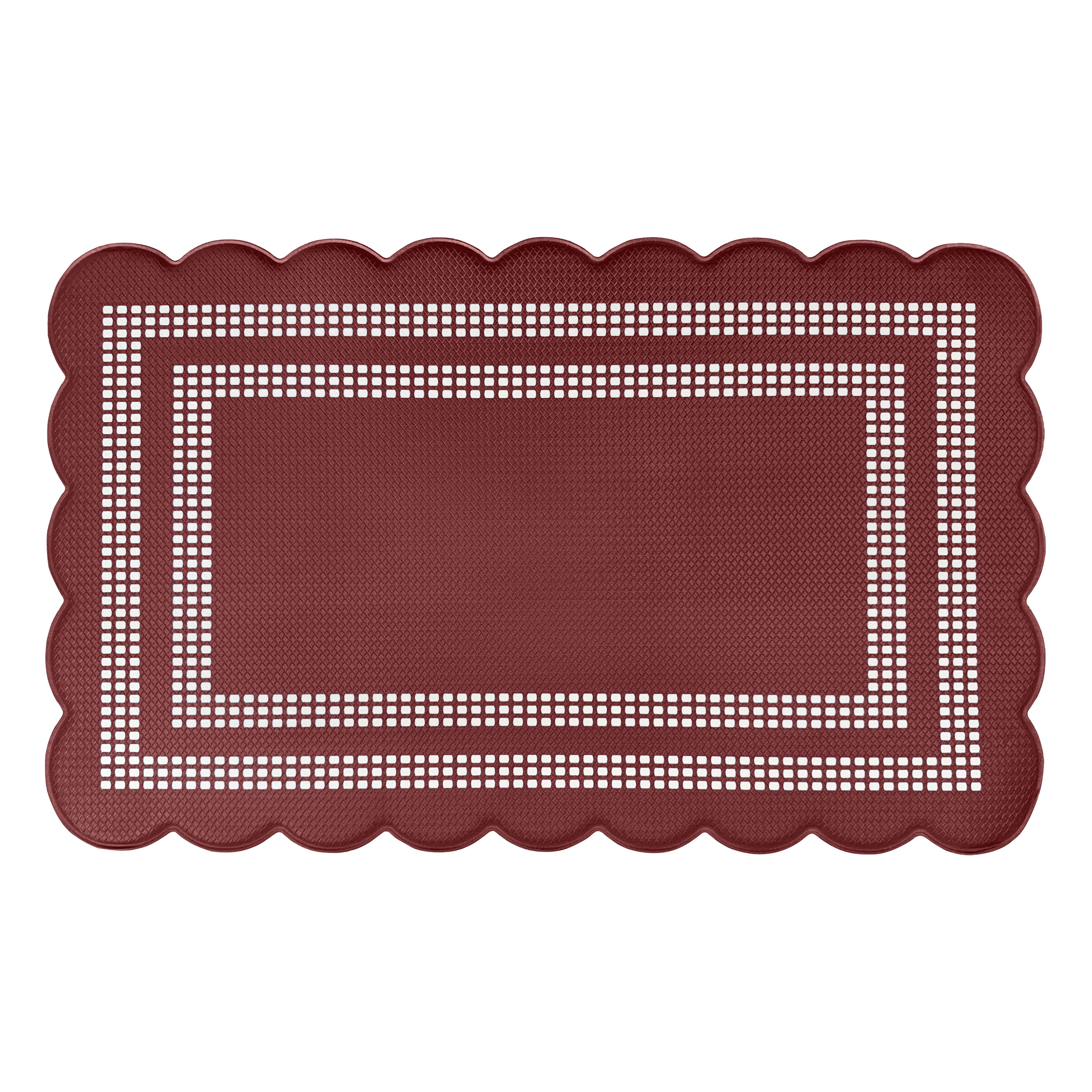 Scalloped Edge Anti-Fatigue Mat 18x30 - Remi - Burgundy/Ivory