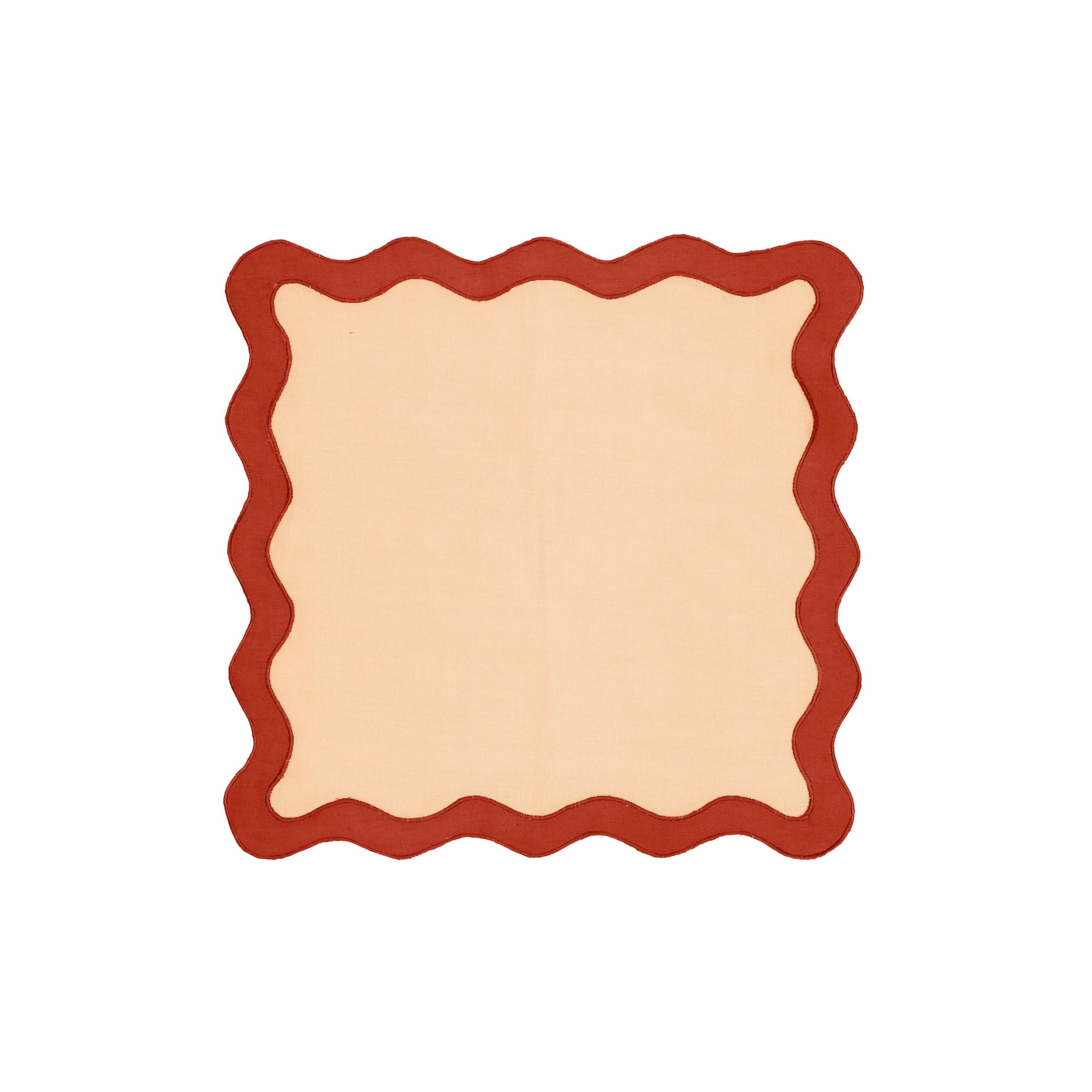 Scalloped Edge Rust and Orange Cotton Rectangular Placemat Set