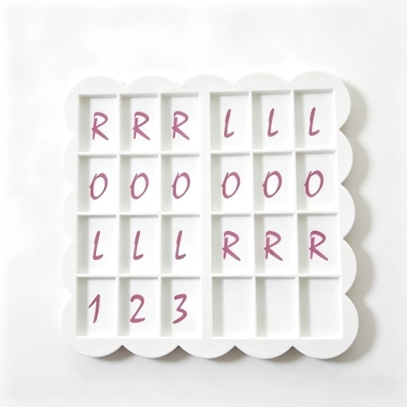 Scalloped Edge Solo American Mahjong Practice Board, Portable Tile Arrangement Training Tray, White Wave Design Mahjong Learning Organizer for Beginner Independent Practice Home Game Room Use