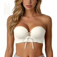 thumbnail image 1 of Scalloped Edge Strapless Push Up Bandeau Bra for Women, Thick Cup Front Tie Bras, Convertible Removable Shoulder Straps Anti-Slip Brassiere, 1 of 5