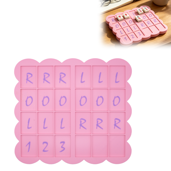 Scalloped Edge Tile Arrangement Practice Tray 3D Printed Custom Grid Layout Game Training Board for Desktop Tile Game Practicing