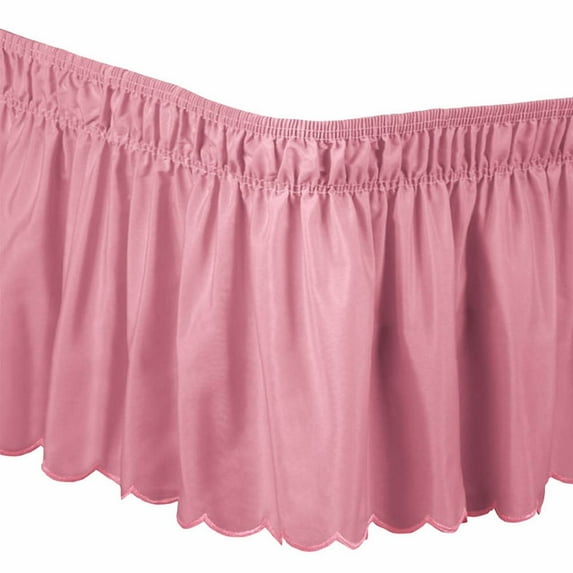 Scalloped Elastic Bed Wrap Around Easy Fit Dust Ruffle Bedskirt /King