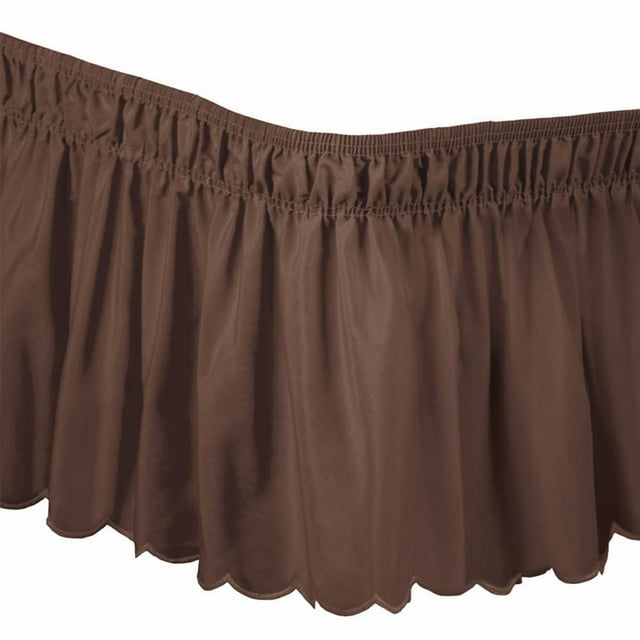 Scalloped Elastic Bed Wrap Around Easy Fit Dust Ruffle Bedskirt Queen