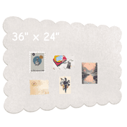 Scalloped Felt Bulletin Board, 36" x 24" Foldable Pin Cork Board Alternative for Wall, Self-Adhesive Vision Board Decorative Pin Board for Wall, Beige