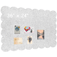 thumbnail image 1 of Scalloped Felt Bulletin Board, 36 x 24 inches Felt Board Foldable Cork Board Alternative Photo Board Self-Adhesive Vision Board Decorative Pin Board for Wall, Grey, 1 of 7