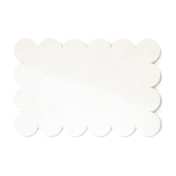 Scalloped Felt Bulletin Board Foldable Pin Cork Board Alternative for Wall, Self Adhesive Bulletin Decorative for Office Studyroom 23 X 16 Inches White