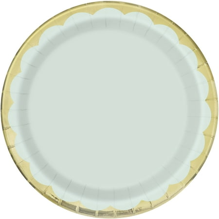 Unique 28835 Foil Stamped Scalloped Paper Plates-23 cm-Pastel Ice Cream Summer Party-8 Count (Pack of 1), Multicolour