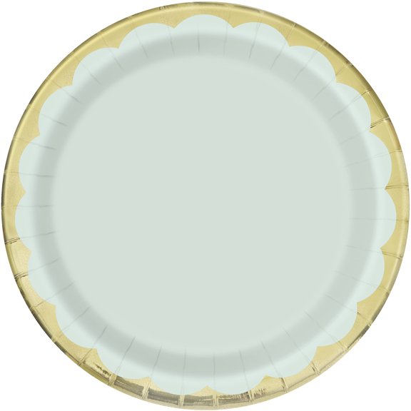 Unique 28835 Foil Stamped Scalloped Paper Plates-23 cm-Pastel Ice Cream Summer Party-8 Count (Pack of 1), Multicolour
