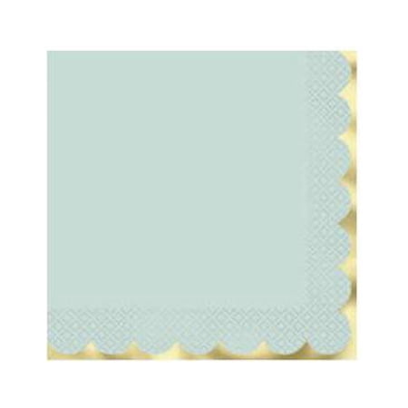 Scalloped Gold & Light Blue Lunch Napkins (16ct)