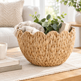 Scalloped Hanging Wicker Baskets For Wall Home Decor Woven Rattan ...