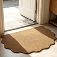 thumbnail image 1 of Scalloped Jute Look Rug, Textured Pineapple Weave Entryway Mat, Non Slip Indoor Doormat For Home, Mudroom Absorbent Wipe Pad, Boho Farmhouse Floor Covering, 1 of 6