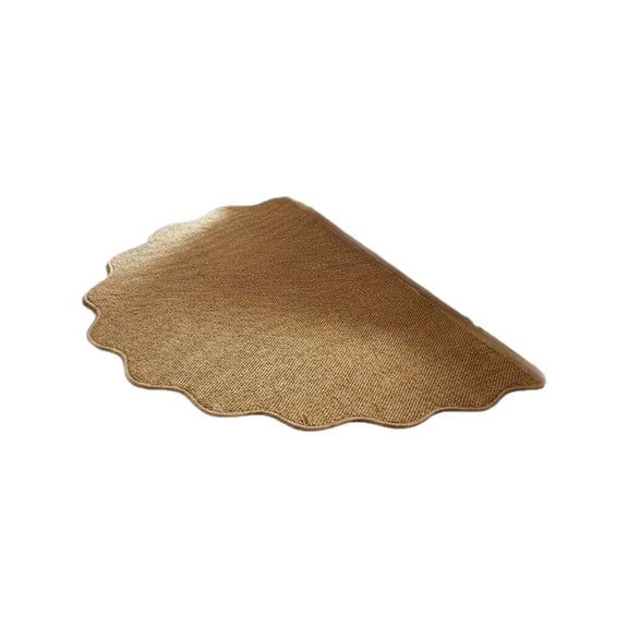 Scalloped Jute Look Textured Entryway Rug Non Indoor Doormat Absorbent Pineapple Weave Floor Covering for Home Entrance