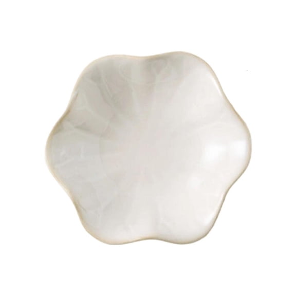 Scalloped Leaf Shape Ceramic Plate for Earrings Keys on Desk