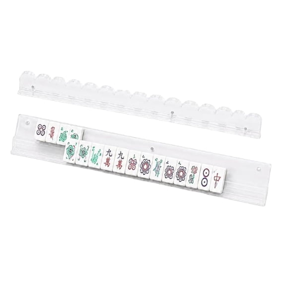 Scalloped Mahjong Racks with Magnetic Pushers, 17.5"/20" Acrylic Scalloped Mahjong Rack Set  for American Mahjong, Tortoise Thickened Non-Slip Mahjongs Accessories