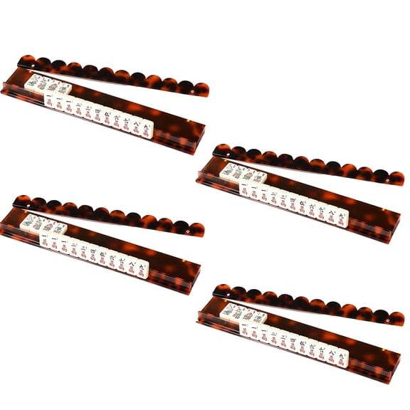 Scalloped Mahjong Racks with Magnetic Pushers, 17.5"/20" Acrylic Scalloped Mahjong Rack Set  for American Mahjong, Tortoise Thickened Non-Slip Mahjongs Accessories