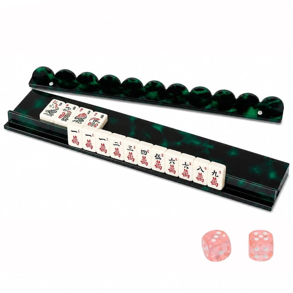 Scalloped Mahjong Racks with Magnetic Pushers, Acrylic Mahjong Tile Racks Set for American Mahjong Game Accessories