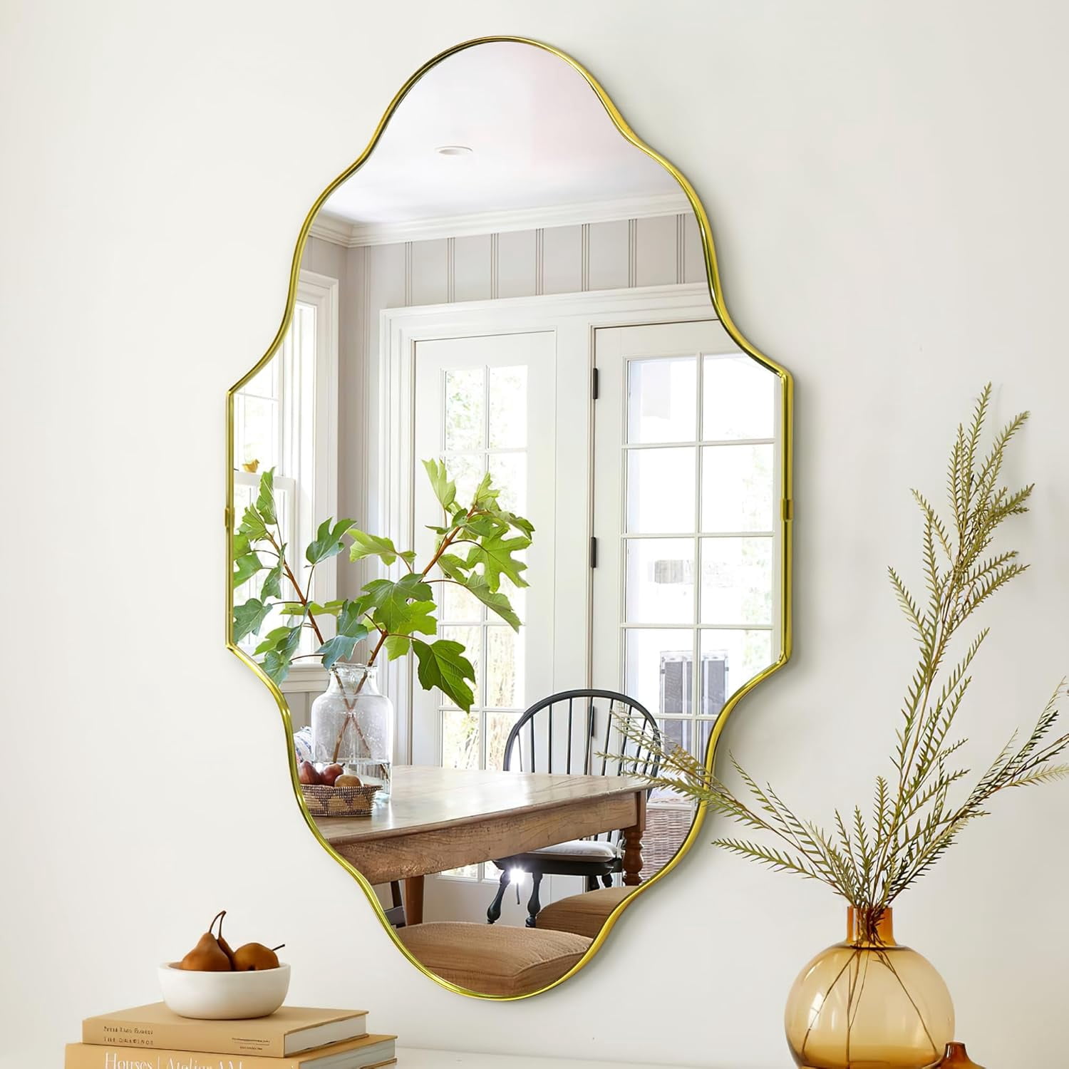 Scalloped Mirror for Bathroom, 23" x 37" God Irregular Wall Mirror with ...